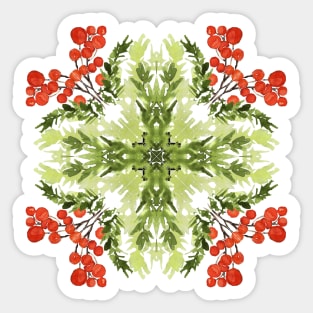 Spruce and Holly Berries Pattern Sticker